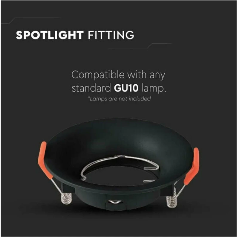 V-TAC Χωνευτό φωτιστικό Spot GU10 στρογγυλό μαύρο 6633