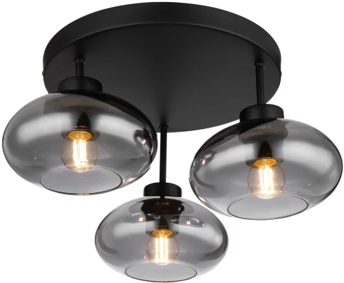 ceiling light metal black matt, 3x E27 - 15572-3D