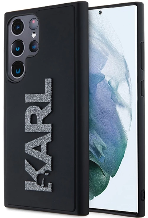 Karl Lagerfeld 3D Rubber Glitter Logo case for Samsung Galaxy S24 Ultra - black