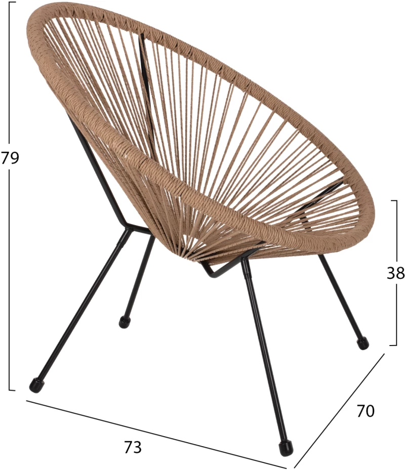 ΣΕΤ ΕΞΩΤΕΡΙΚΟΥ ΧΩΡΟΥ 3ΤΜΧ ACAPULCO HM21100 TWISTED WICKER-ΜΕΤΑΛΛΟ (1 τεμ.)