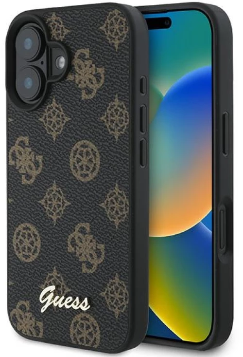 Guess Peony Script MagSafe iPhone 16 Plus Case - Black