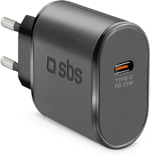 SBS TETR1CPD25 25W USB-C Wall Charger with Power Delivery - Black