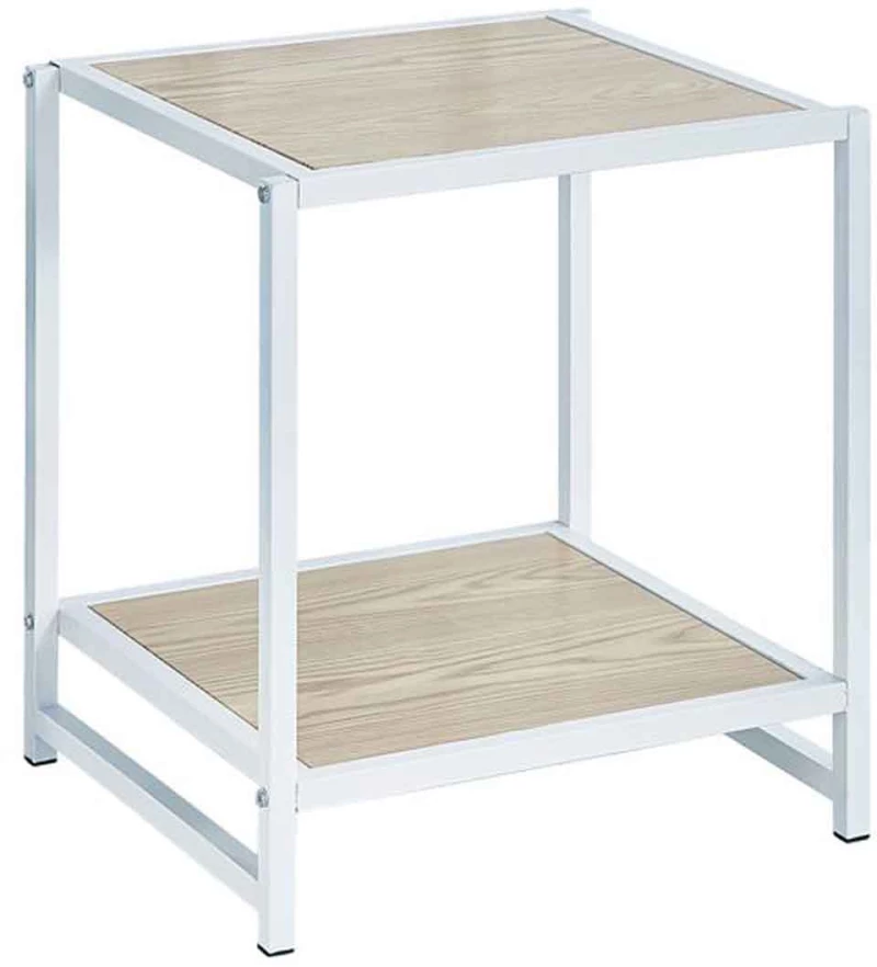 Retro κομοδίνο Atos μεταλλικό λευκό με mdf 48x44x50 εκ