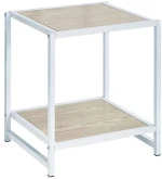 Retro κομοδίνο Atos μεταλλικό λευκό με mdf 48x44x50 εκ