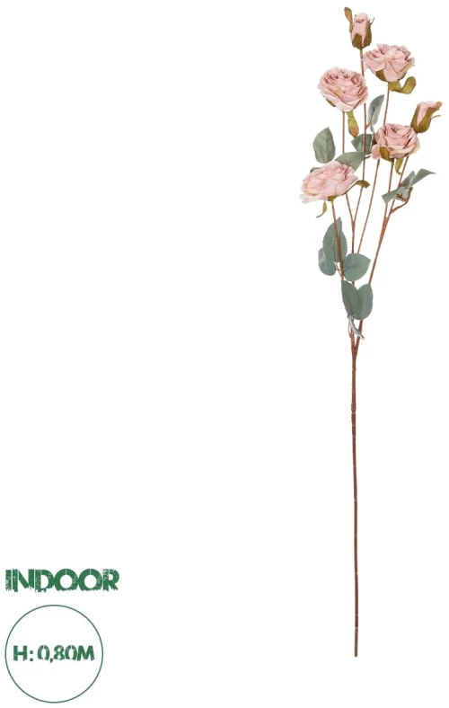 GloboStar® Artificial Garden PINK ROSE BRANCH 21142 Τεχνητό Διακοσμητικό Κλαδί Τριαντάφυλλα Ροζ Y80cm