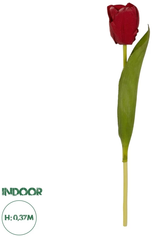 GloboStar® Artificial Garden RED TULIP BRANCH 21203 Τεχνητό Διακοσμητικό Κλαδί Κόκκινη Τουλίπα Y37cm