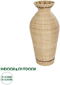 GloboStar® Artificial Garden MONTPELLIER 21237 Διακοσμητικό Πλεκτό Καλάθι - Κασπώ Γλάστρα - Flower Pot Μπεζ με Καφέ Π28 x M28 x Υ60cm