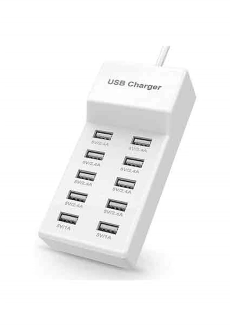 Πολύμπριζο USB Βάση Φόρτισης/Charging Station 10 Θέσεων Λευκό Lucas USB10