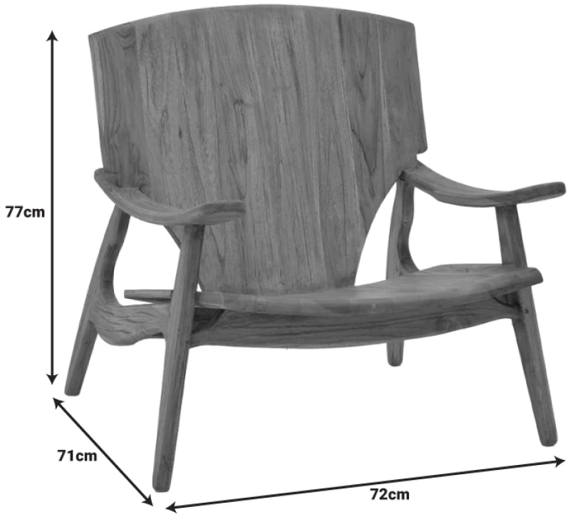 Πολυθρόνα Brazin pakoworld φυσικό teak ξύλο 72x71x77εκ (1 τμχ.)
