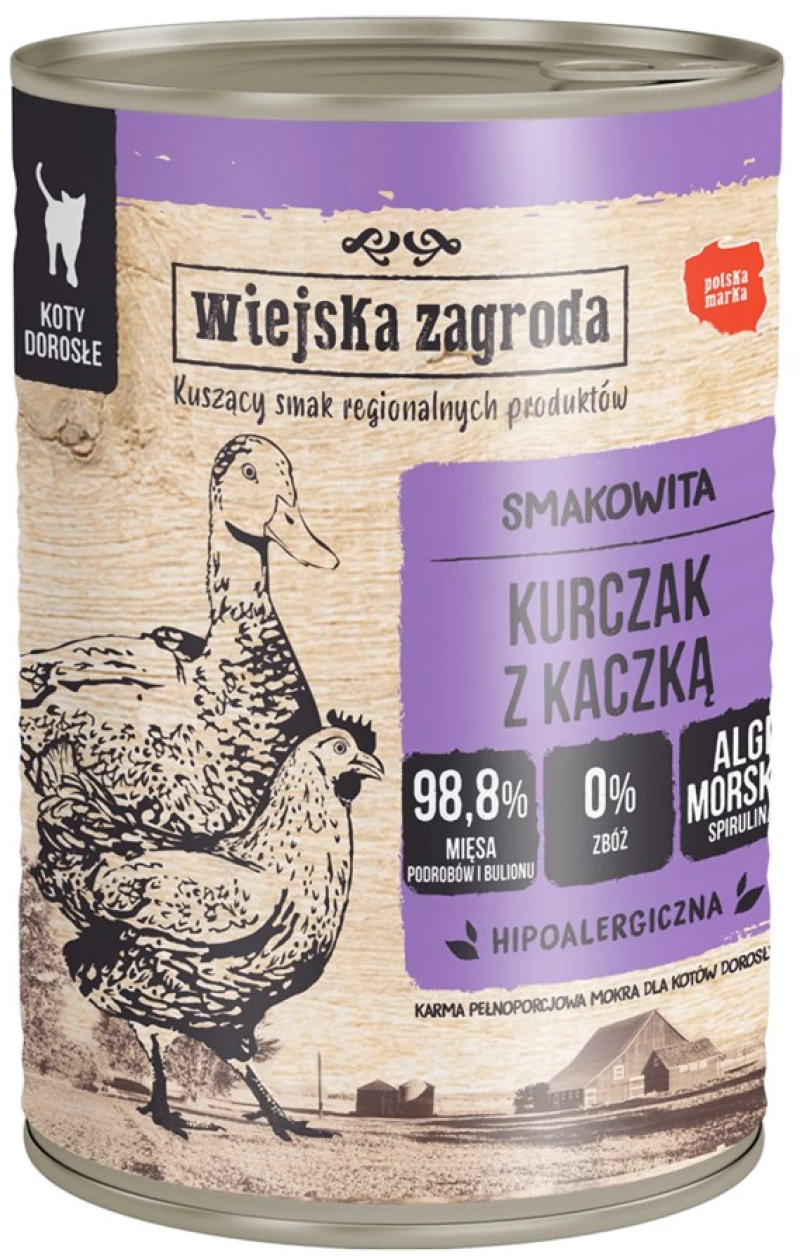 WIEJSKA ZAGRODA Chicken with duck - wet cat food - 400g