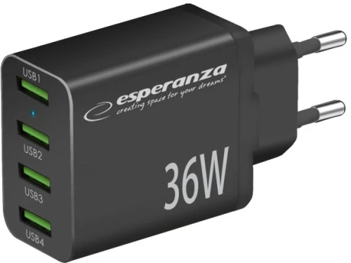 Esperanza EZC107K mains charger 36W Black