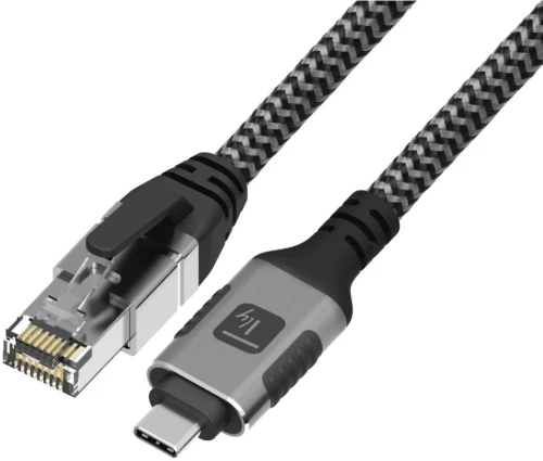 Techly ICOC U3C-RJ45-010 networking cable Silver, Black 1 m Cat6 F/UTP (FTP)