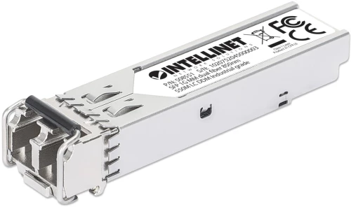 Intellinet Industrial Gigabit Fiber SFP Optical Transceiver Module 1000Base-SX (LC) Multi-Mode Port, 550 m, MSA-compliant for Maximum Compatibility, Silver