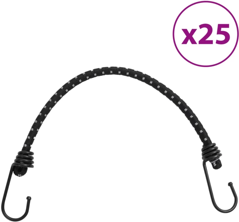 vidaXL Κορδόνια Ελαστικά Bungee με Γάντζο/Ανακλ. Ταινίες 25 τεμ 46 εκ.