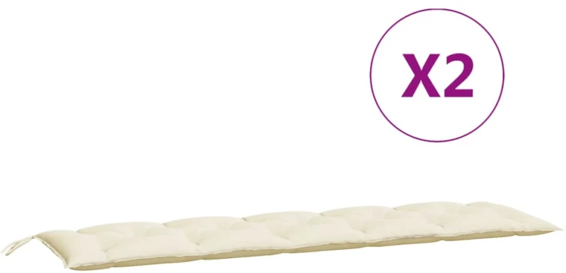 vidaXL Μαξιλάρια Πάγκου Κήπου 2 τεμ. Κρεμ Λευκό Ύφασμα Oxford