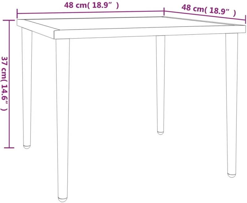 vidaXL Τραπέζι Κήπου Γκρι 48x48x37 εκ. Ατσάλινο