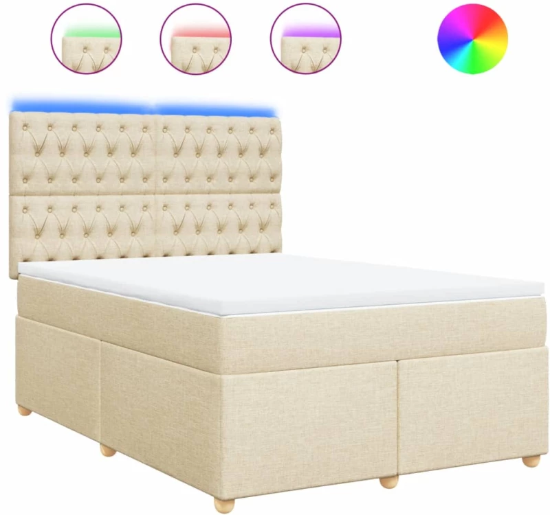 vidaXL Κρεβάτι Boxspring με Στρώμα Κρεμ 160x200 εκ. Υφασμάτινο