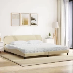 vidaXL Κρεβάτι με Στρώμα Κρεμ 200x200 εκ. Υφασμάτινο