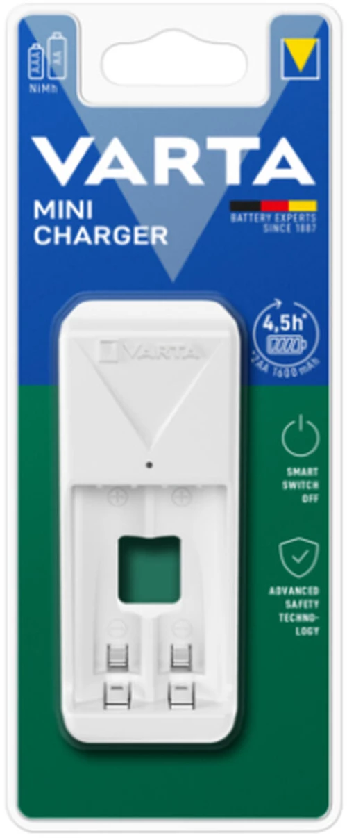Φορτιστής Μπαταρίας Varta 57656 101 401 Mini 2 Μπαταρίες Λευκό AA/AAA