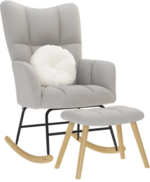 vidaXL Κουνιστή καρέκλα με υποπόδιο Cloud Grey Fabric