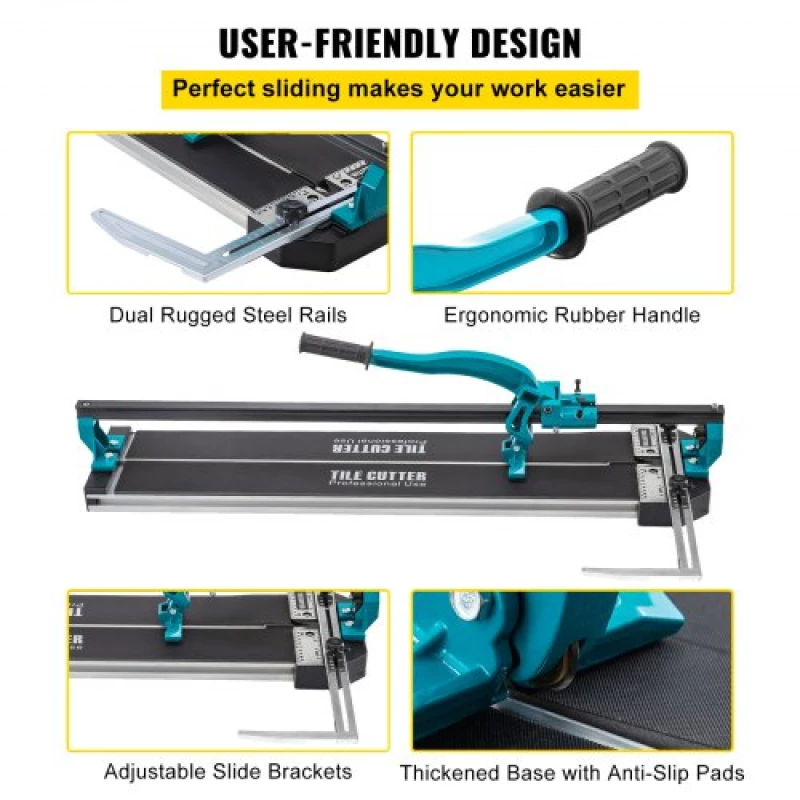 VEVOR 31 Inch Tile Cutter Single Rail Manual Tile Cutter 3/5 in Cap w/Precise Laser Positioning Manual Tile Cutter Tools for Precision Cutting