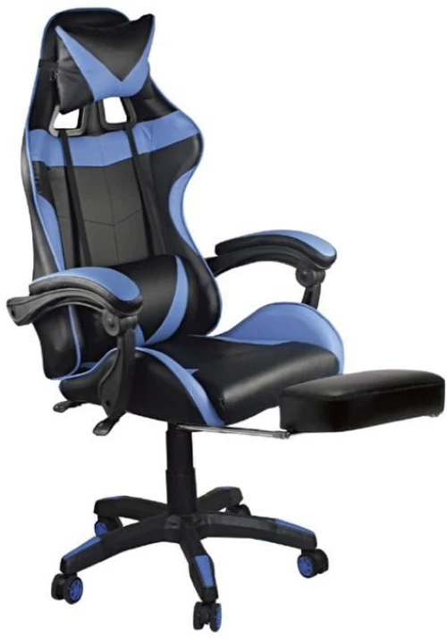 BF7860 Gaming Relax Πολυθρόνα Γραφείου με Υποπόδιο, Pu Μαύρο - Μπλε