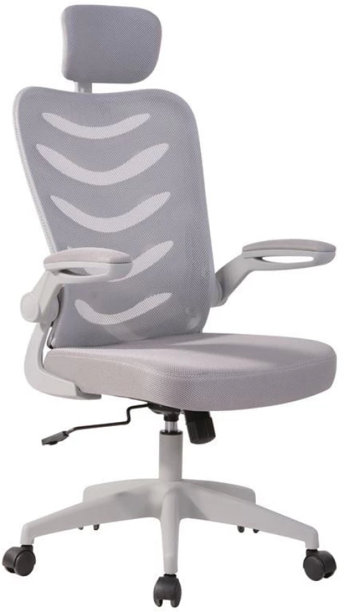 BF2940 Πολυθρόνα Γραφείου Διευθυντή Γκρι, Mesh Γκρι - Ύφασμα Γκρι
