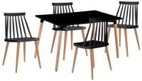 399281 LAVIDA-ART ΤΡΑΠΕΖΑΡΙΑ: ΤΡΑΠΕΖΙ 120X80 ΟΞΙΑ/MDF + 4 ΚΑΡΕΚΛΕΣ ΜΕΤΑΛΛΟ ΒΑΦΗ ΦΥΣΙΚΟ PP ΜΑΥΡΟ TABLE:120X80X73 CHAIR:43X48X77