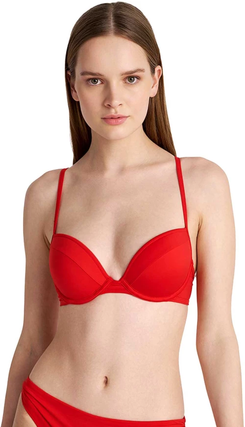 Blu4u Μαγιό Bikini Τοπ "Solids" Push-Up Με Μπανέλα - Κόκκινο