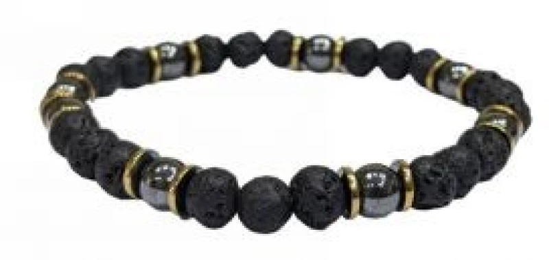 Kostibas 1550-833AG, Βραχιόλι Ανδρικό, Ημιπολύτιμοι λίθοι, Μαύρο