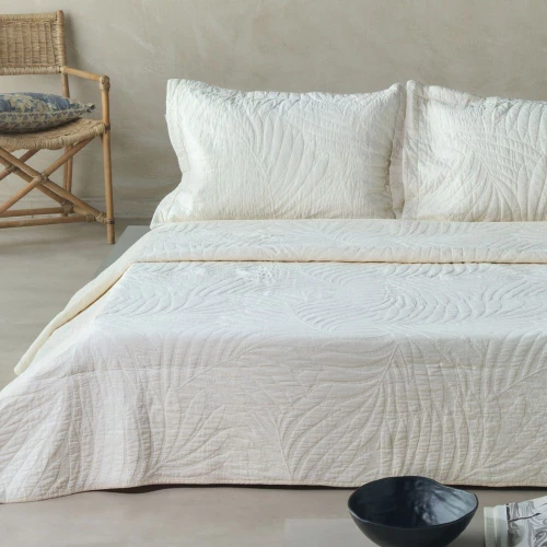 Κουβερλί Jana 12 (Σετ 3τμχ) Ecru Kentia Ημίδιπλο 180x250cm Βαμβάκι-Μικροφίμπρα