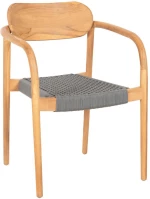 Πολυθρόνα Oslo HM9636.08 55x54x80cm Ξύλο-Σχοινί Natural-Grey Ξύλο,Σχοινί