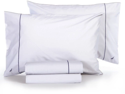 Σεντόνια Nau Wave Solid (Σετ 4τμχ) White Nautica Διπλό 200x270cm 100% Βαμβάκι