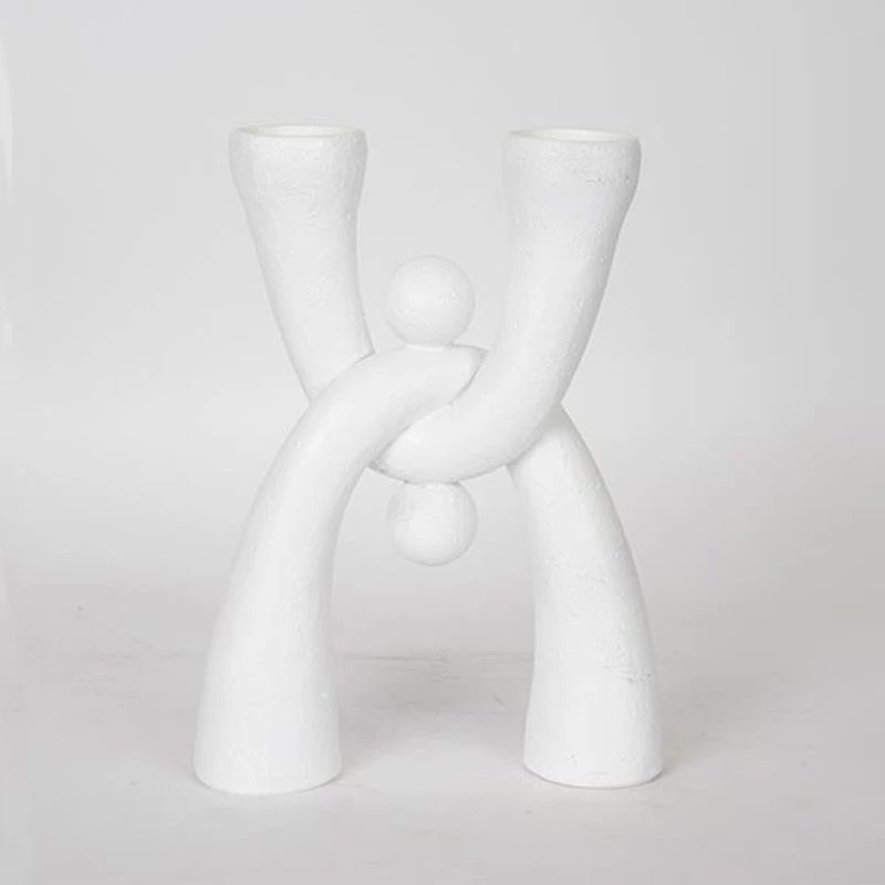 Κηροπήγιο 2 Θέσεων 752-26015 19x6,5x25,5cm White Estheti Home Πολυρεσίνη