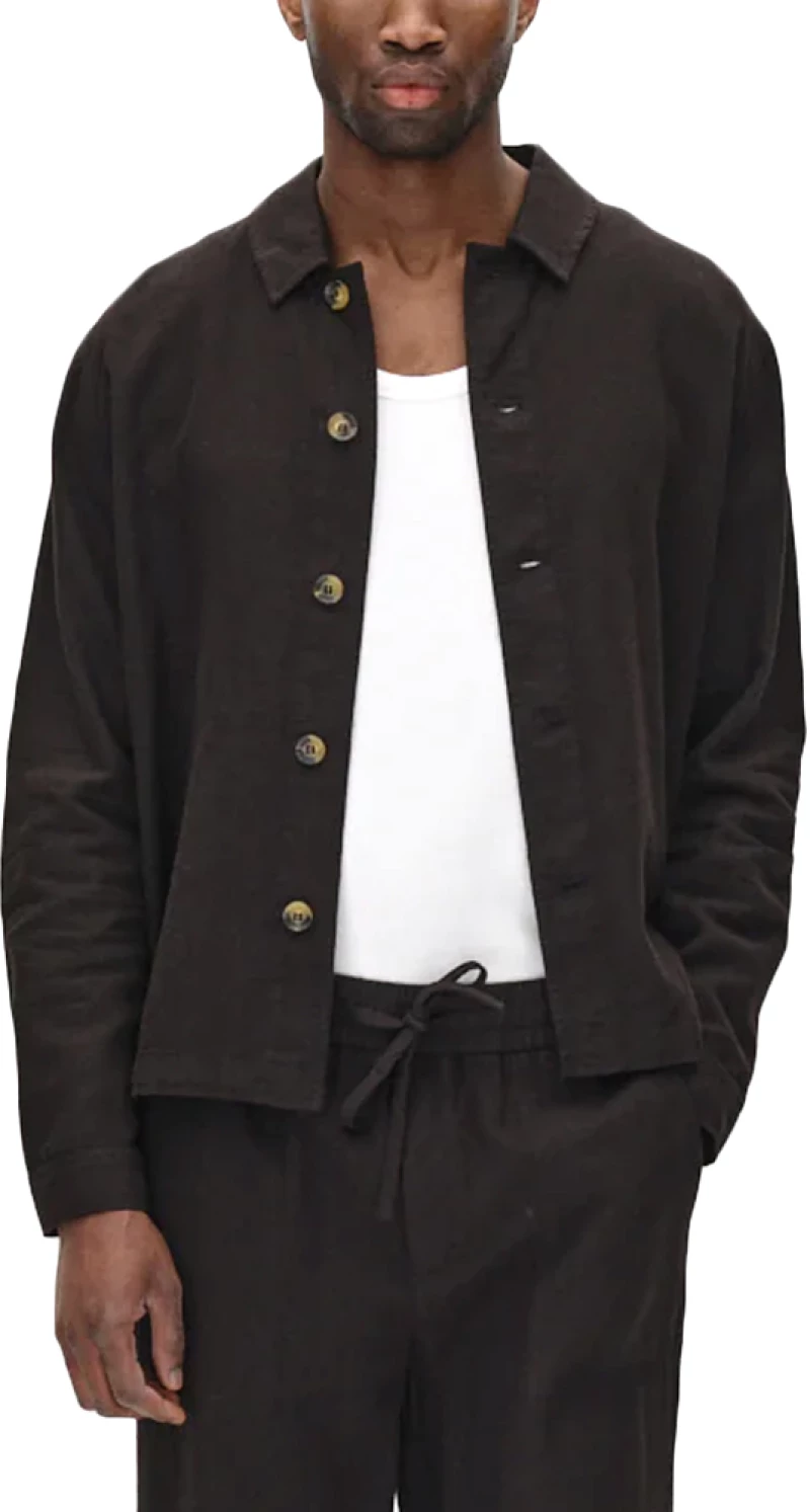 GABBA PETER LINEN LONGSLEEVE SHIRT MEN GABBA ΜΑΥΡΟ (11421-9005)