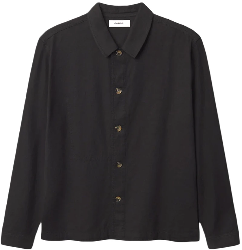 GABBA PETER LINEN LONGSLEEVE SHIRT MEN GABBA ΜΑΥΡΟ (11421-9005)
