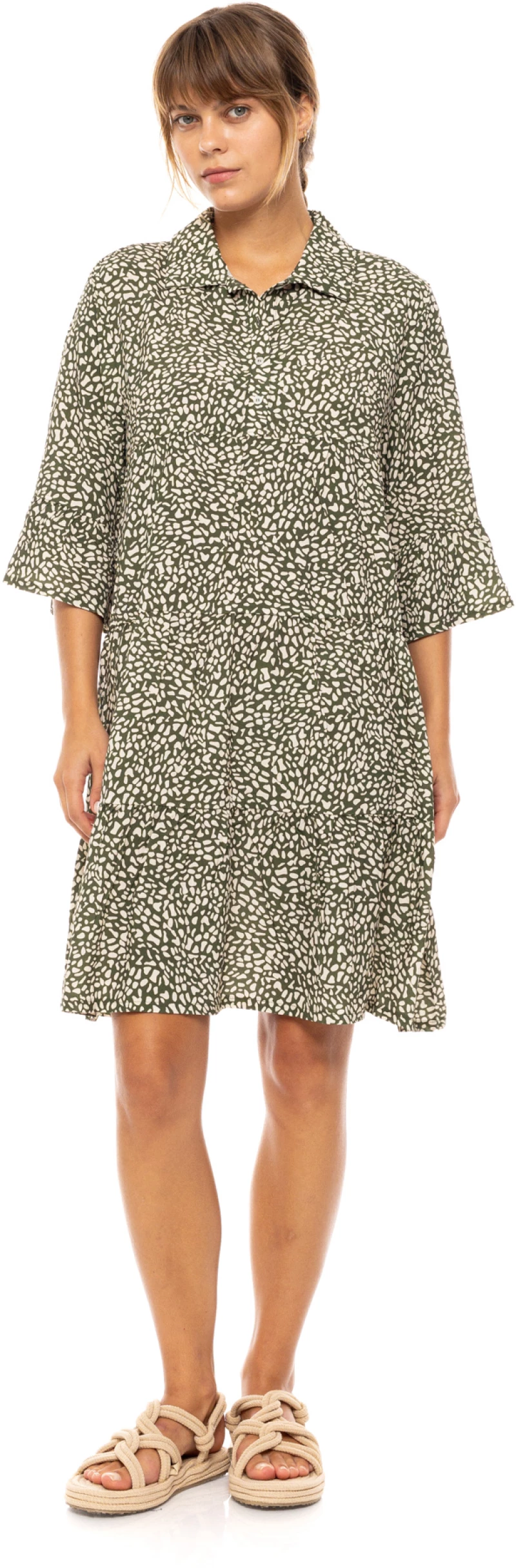 Γυναικείο BEACHWEAR PINK LABEL - DITSY GREEN - Viscose - 3/4 Μανίκι
