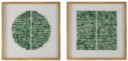 Artekko Mosaic Διακοσμητικός Πίνακας Πλαστικό Πέτρες Γυαλί Λευκό Πράσινο (60x60x3)cm Σετ/2 Artekko 82769