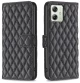 Για Motorola Moto G54 5G EU Edition Diamond Lattice Wallet Flip Δερμάτινη θήκη τηλεφώνου (Μαύρο)