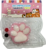 Antistress Pinch Squishy Taba Πατούσα με Pon Pon 7x6cm Ροζ