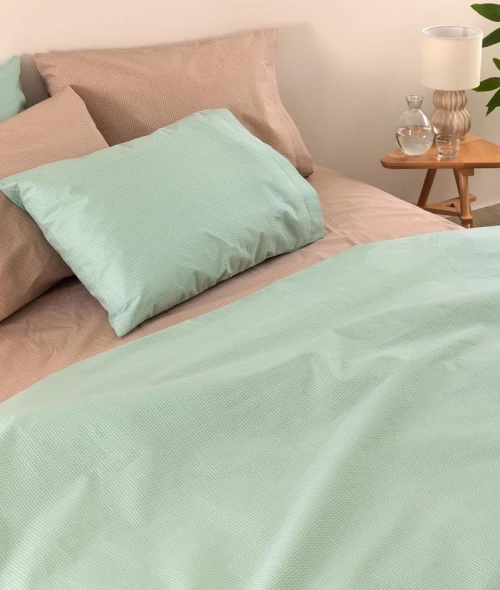 Σετ Σεντόνια Υπέρδιπλα (170x200+32) Με Λάστιχο Totem Mint βαμβακερό Palamaiki