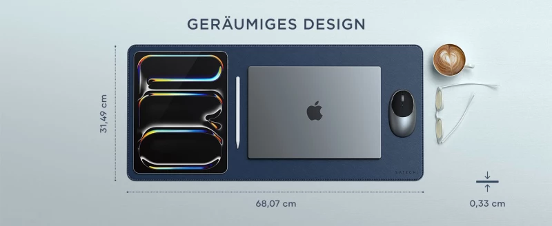 Desk Mat Satechi Vegan-Leather από Premium Vegan Δέρμα - Blue (ST-LPDMB)