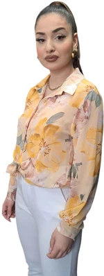 Μακρυμάνικο Floral Πουκάμισο ΚΙΤΡΙΝΟ