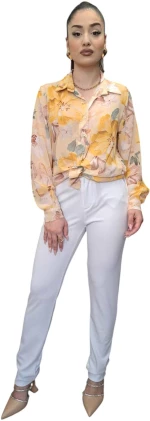Μακρυμάνικο Floral Πουκάμισο ΚΙΤΡΙΝΟ