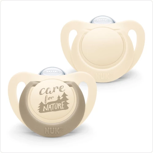 NUK For Nature Πιπίλα Σιλικόνης 6-18m 2 Τεμάχια Σε Διάφορα Σχέδια - Λευκό