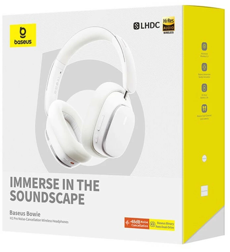 Baseus Bowie H1 Pro Headset Wireless Head-band Music USB Type-C Bluetooth White