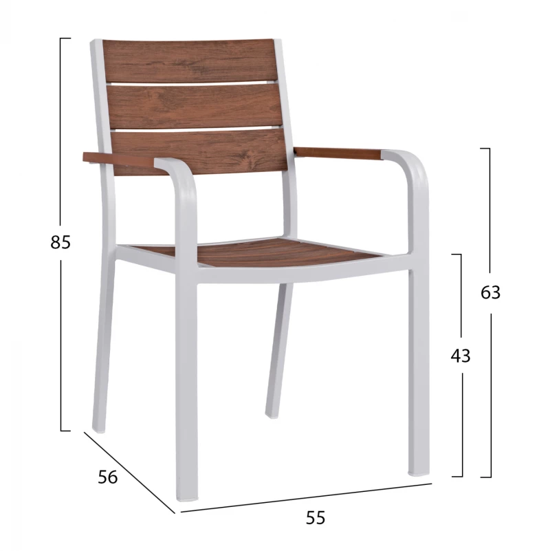 ΠΟΛΥΘΡΟΝΑ ΑΛΟΥΜΙΝΙΟΥ SAGA ΛΕΥΚΗ ΜΕ POLYWOOD HM5127.01 55x56x85Υ εκ. (1 τεμ.)