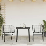 vidaXL Σετ Τραπεζαρίας Κήπου 3 Τεμαχίων Μαύρο Συνθετικό Ρατάν/Γυαλί