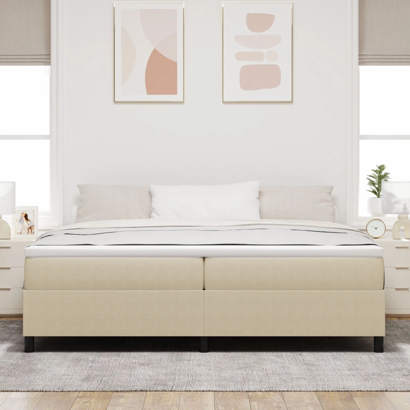 vidaXL Κρεβάτι Box Spring Ανοιχτό Πράσινο Γκρι 200x200 εκ. από Ψάθα