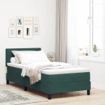 vidaXL Κρεβάτι Box Spring με Στρώμα Σκούρο Πράσινο 90x200 εκ Βελούδο